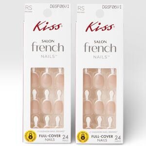 Kiss Press-On Nails French Manicure Real Short Natural Pink SET OF 2